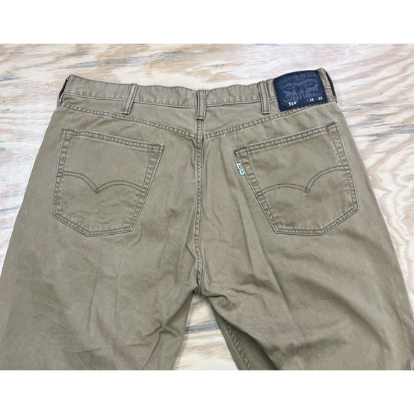 Levis 514 Jeans Mens 38X32 (36X31) Khaki Tan Straight Leg 100% Cotton Chino - Picture 6 of 13